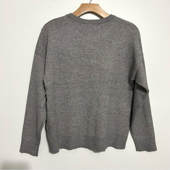 Nikka K graphic novelty gray sweater Dachshund Dog Bow Pearl Christmas NEW sz L - Picture 9 of 10